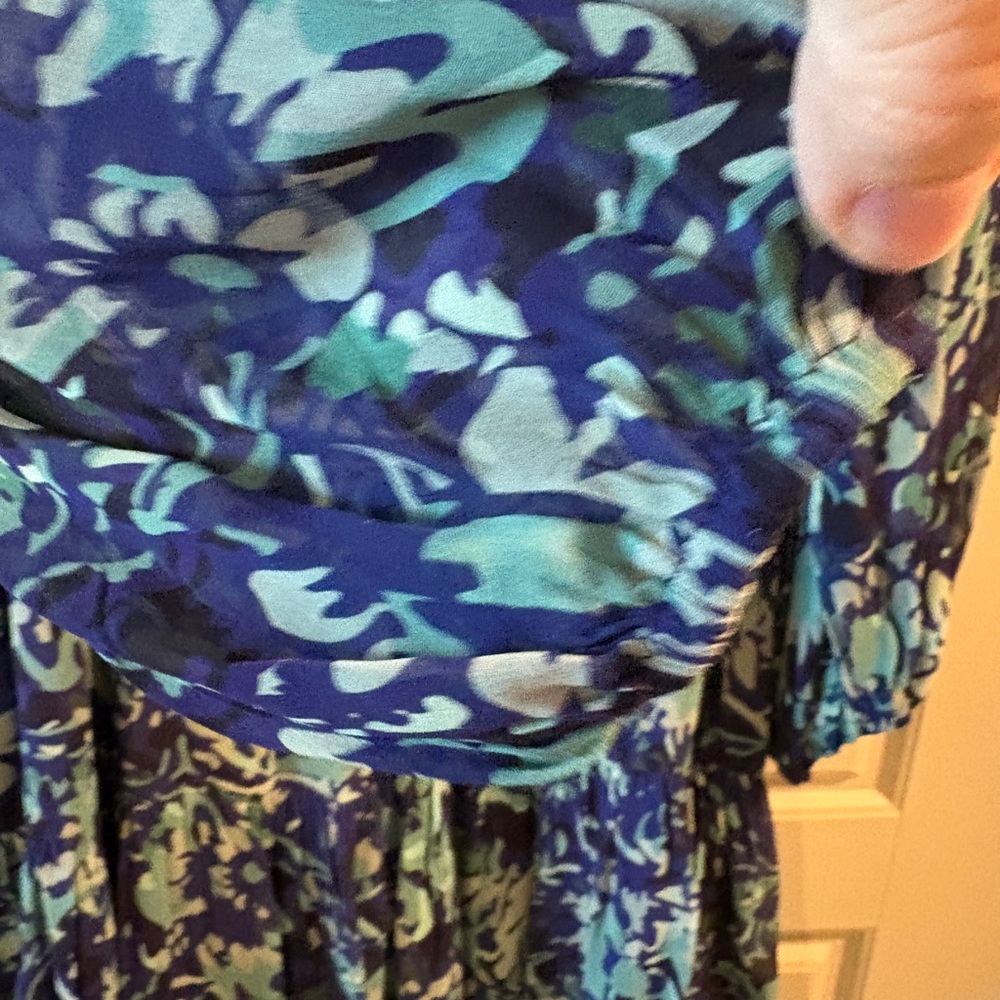 Anthropologie Long- Sleeve Somerset Mini Dress Blue Motif Size Large - Picture 9 of 13